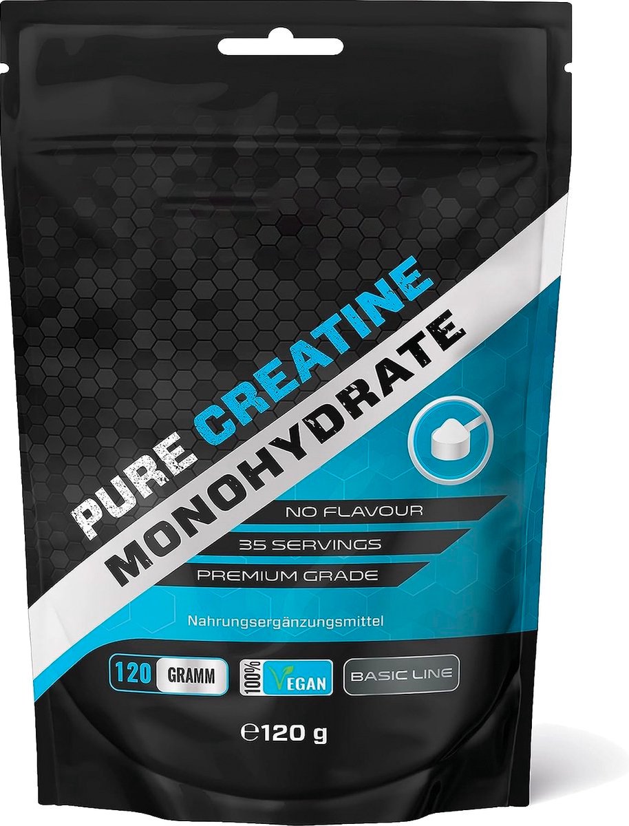 Goedkoopste Creatine Poeder - 120 g - Bereik langer dan 1 maand - Puur Creatine Monohydraat - Optimale oplosbaarheid - Veganistisch - Zonder toevoegingen - Puur Poeder