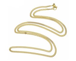Fako Bijoux® - Schakelketting Staal - Cubaanse Schakel Ketting - RVS - Gourmette - Cuban Link - 3.0mm - 60cm - Goudkleurig