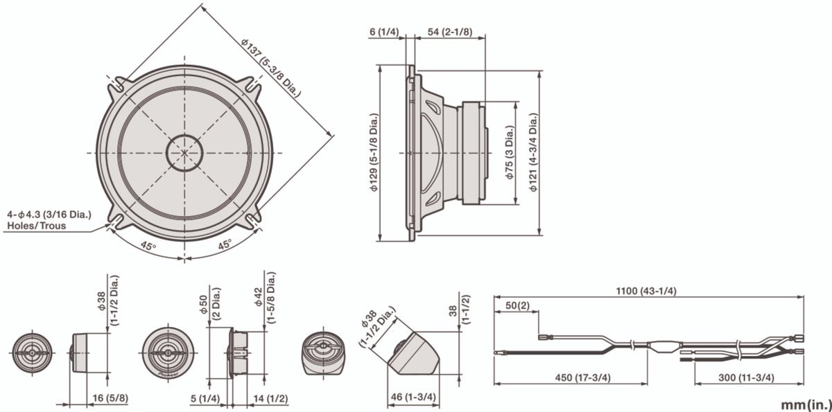 Pioneer TS-A1301C - Autospeakers - 5” Inch (13 cm) - 2-wegs composet - 300 W – foto 6