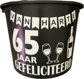 Cadeau Emmer-Van Harte 65-12 Liter-Zwart-Geschenk-Gift-Kado-Verjaardag-65 Jaar