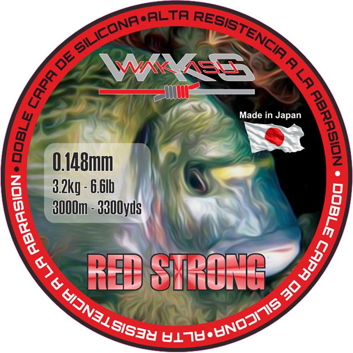 Wakasu Red Strong Monofilament 3000 M Rood 0.165 mm