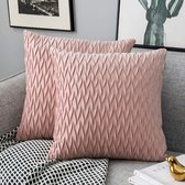 Kussenhoezen, set van 2, fluweel, zacht, stevig, voor sofa, slaapkamer, slaapkamer, woonkamer, 45 x 45 cm, set van 2 stuks, roze