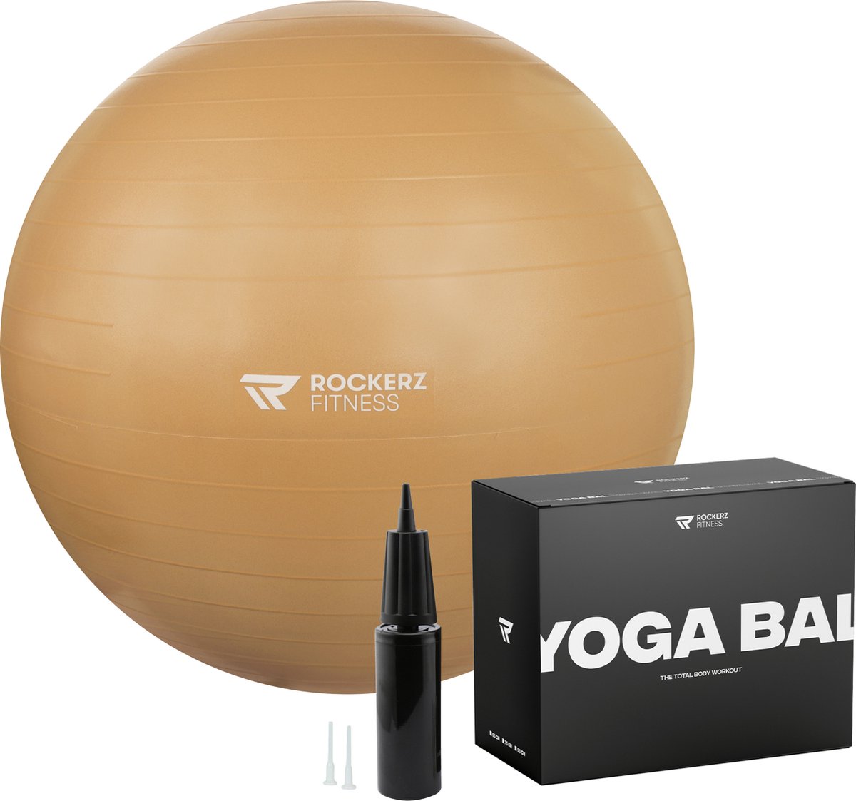 Rockerz Yoga bal - inclusief pomp - Fitness bal - Zwangerschapsbal - Goede houding bij het thuiswerken - 65 cm - kleur: Caramel