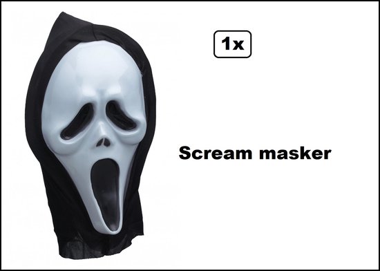 Foto: Masker scream met hoofddoek halloween creepy griezel horror festival spookhuis fun schreeuwmasker