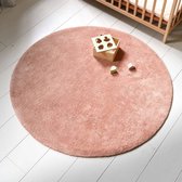 Petite Amélie ® Vloerkleed Kinderkamer Terracotta (⌀1.10cm) - Vloerkleed Rond Warm & Elegant - Kindertapijt met Anti-slip Laag - Extra Zacht van 100% Katoen - Wasbaar tot 40°C