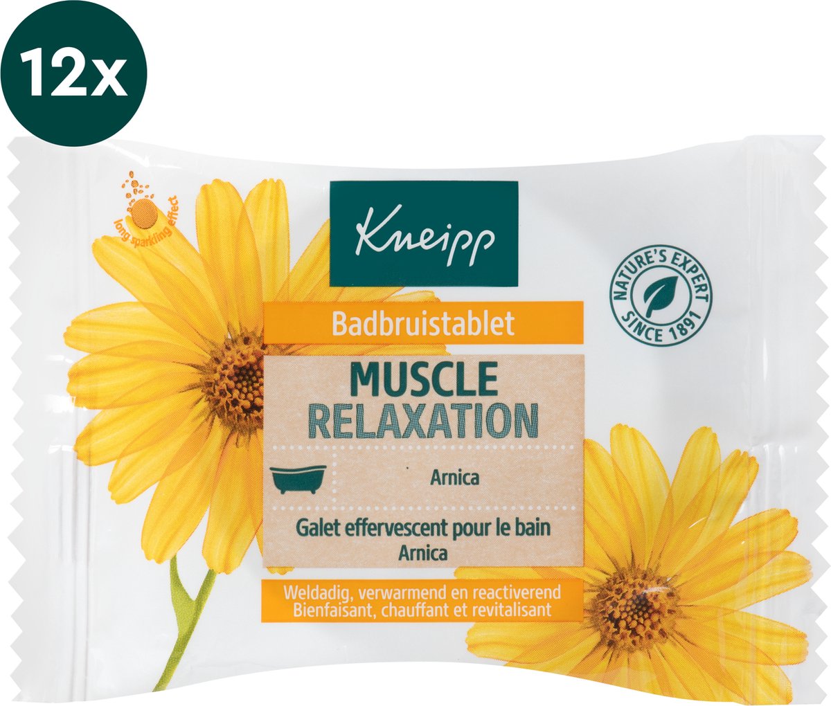 Kneipp badbruistablet - Muscle Relaxation - Arnica - Grootverpakking - Voordeelverpakking - 12 x 80 gr