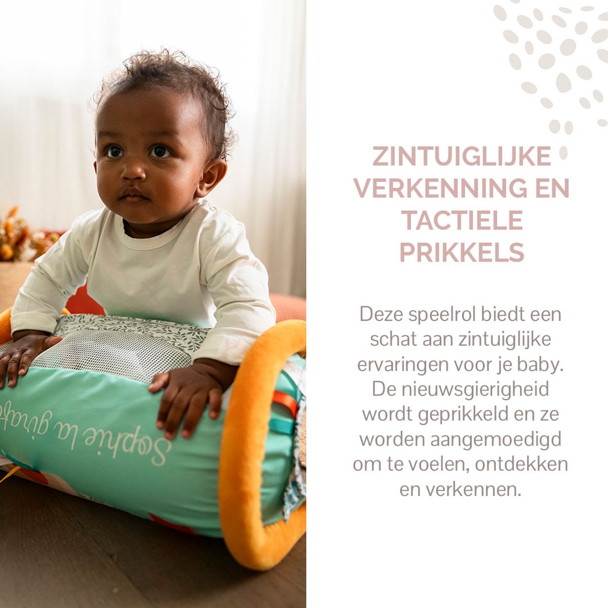 Sophie de giraf Rollin' Speelrol - Kruiprol - Baby speelgoed - Kraamcadeau - Babyshower cadeau - Vanaf 6 maanden - 42 x 24 x 24 cm - Stoffen hoes – foto 7