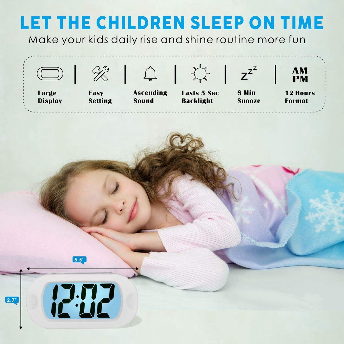 Digitale Wekker Klok - 12 uurs - Makkelijk Instelbaar Alarm met Snooze en licht Functie - AM/PM - Kinderwekker Reiswekker - Digitale LED Klok/Wekker - Trendy Wekker Met Snooze functie - Stevige Alarmklok - Roze — cadeau in Elektronica - foto 4
