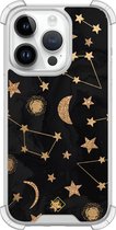Casimoda® hoesje - Geschikt voor iPhone 14 Pro - Counting The Stars - Shockproof case - Extra sterk - Siliconen/TPU - Zwart, Transparant
