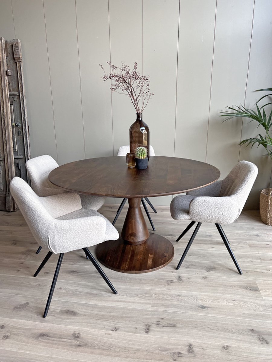Old Inn - Eettafel Mango Rond Walnoot 140cm