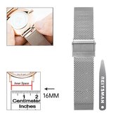 16 mm Universele Elegante mesh horlogeband strap zilver - Quick Release - Past op Alle Merken met 16mm Aanzetmaat