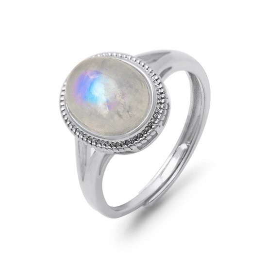 Zentana Maansteen Ring - 925 Sterling Zilverkleurig - Verstelbaar - Vrouwelijke Energie - Zentana