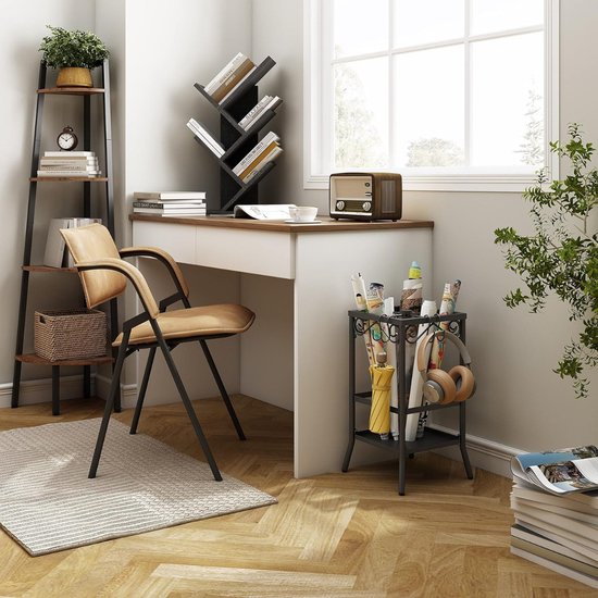 ComfortCove Boom Boekenplank, Bureau Boekenkast, Vloerstaande Boekenplank, Opbergrek voor Woonkamer, Thuiskantoor, Slaapkamer of Keuken, 7 Planken, Wit