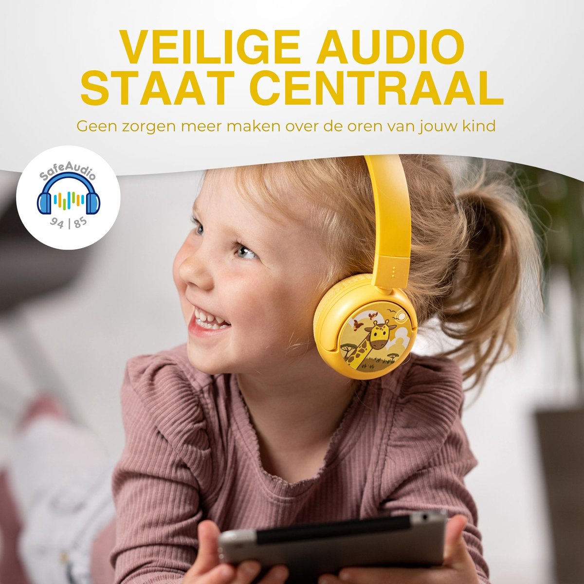 BuddyPhones PopFun Koptelefoon Kinderen - Kinder Koptelefoon Draadloos – Volumelimiet 84/95 dB – 24 uur batterijduur – Bluetooth Hoofdtelefoon - Ingebouwde microfoon - Inclusief Leuke Stickers - Geel — afbeelding 8