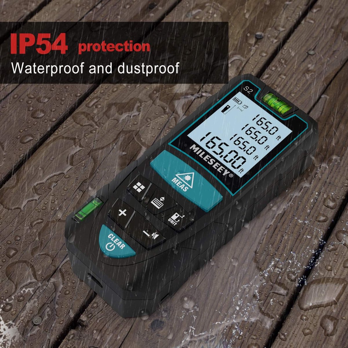 Laserafstandsmeter 50 m, OGETO Laserafstandsmeter met LCD- Achtergrondverlichting, 99 Datasets, M/In/Ft, Pythagoras/Afstand/Gebied/ Volumemetingen (2*AAA-Batterijen, IP54
