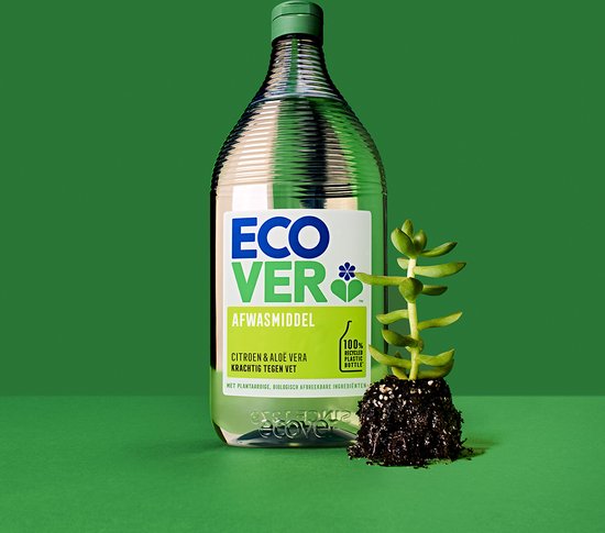 Ecover Afwasmiddel - Voordeelverpakking 8 x 950 ml - Plantaardig & Biologisch afbreekbaar - Fles van gerecycled plastic - Citroen & aloë vera geur