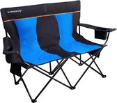 Chaise de camping pliable 2 places, chaise de camping double pour adultes, capacité de charge de 200 kg, grande chaise pliante, chaise pliante, chaise de camping pour 2 personnes, avec sac de rangement, noir + bleu