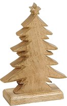 Kerstdecoratie houten kerstbomen / kerstboompjes 20 cm - Vensterbank kerstdecoratie houten kerstbomen
