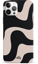 xoxo Wildhearts telefoonhoesje geschikt voor iPhone 11 Pro Max - Ride With Me - Double Layer - Beschermhoes met golvend patroon - Luxe hard case - zwart en beige