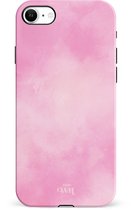 xoxo Wildhearts Double Layer - Cotton Candy - Roze hoesje geschikt voor iPhone SE 2022 / SE 2020 hoesje - Suikerspin Hard Case met pastel roze kleur - Beschermhoes geschikt voor iPhone 7 / 8 / SE 2022 / SE 2020 case - Pastel Roze Hoesje