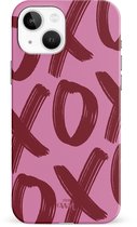 xoxo Wildhearts Can't Talk Now Pink - Double Layer - Roze hoesje geschikt voor iPhone 14 hoesje - Hardcase shockproof hoesje - Beschermhoesje roze geschikt voor iPhone 14 - Roze