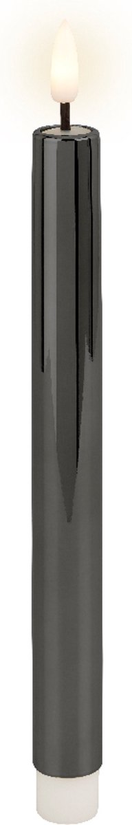 Lumineo - LED dinerkaars - Donkergrijs - 2 stuks - Flikkerende vlam - LED kaars met timer - Plastic kaars - Op batterij - 24 cm - Veilig & Duurzaam
