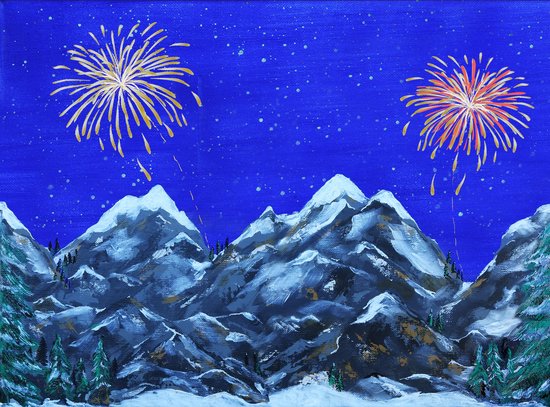 Achtergrond Canvas LED Vuurwerk 76X56 cm kerst
