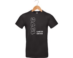 Limited Edition 1976 - T-shirt - 100% katoen - leeftijd - geboortejaar - verjaardag en feest - cadeau - kado - unisex - zwart - maat S