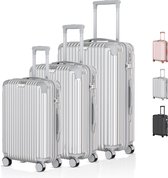 Voyagoux® - Set de valises de voyage - Valises - 3 pièces - Valise de voyage à roulettes - Argent - Serrure TSA