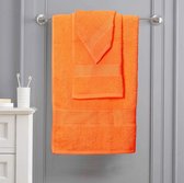 Ultra zachte 6-pack katoenen handdoekenset, bevat 2 badhanddoeken 70x140 cm, 2 handdoeken 40x60 cm en 2 wasdoeken 30x30 cm, ideaal voor gymreizen en dagelijks gebruik, compact en lichtgewicht - oranje