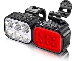 Fietsverlichting 350 en 50 Lumen - Fietsverlichtingsset LED Koplamp en Achterlicht - Wit en Rood