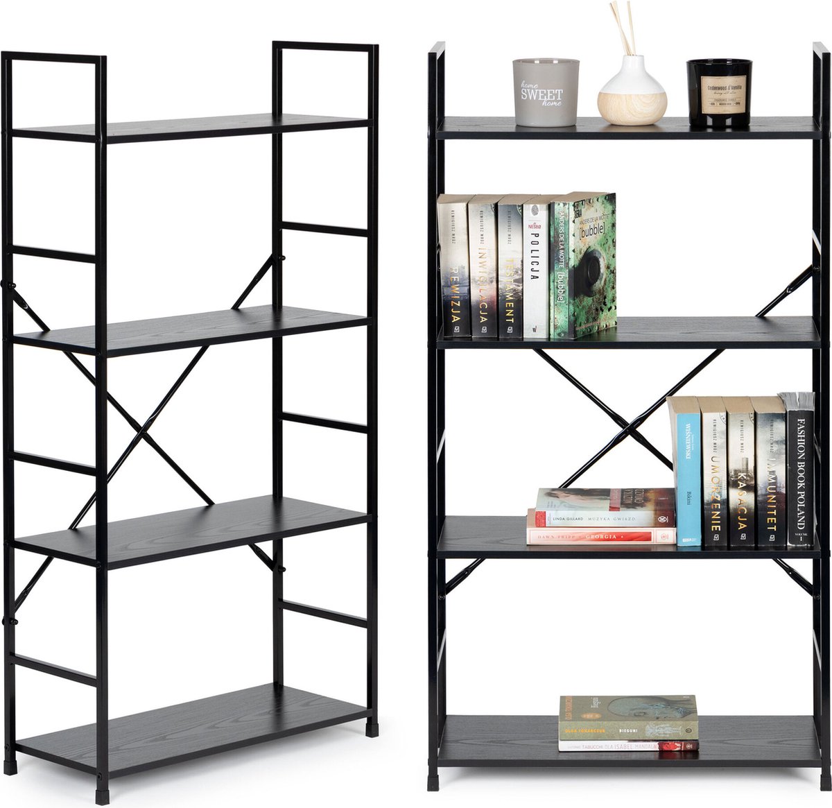 Viking Choice Boekenkast - 113x23,5x58,5 cm - 4 planken - zwart