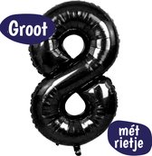 Cijfer Ballonnen - Ballon Cijfer 8 - 70cm Zwart - Folie - Opblaas Cijfers - Verjaardag - 8 jaar, 18 jaar, 80 jaar - Versiering