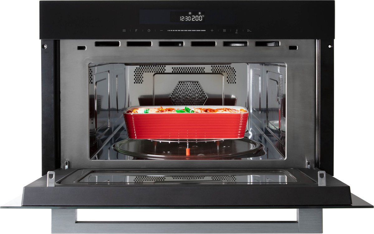 Inventum IMC3834GT - Inbouw combi-oven - Hetelucht - Magnetron - Grill - 34 liter - 38 cm hoog - Tot 220 graden - Zwart/RVS — afbeelding 3