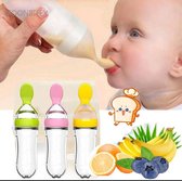 baby fles - lepelfles - knijpfles Voedingslepel geel/oranje - BPA Vrij - 90 ml