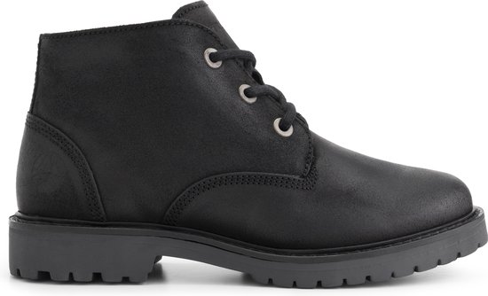 Travelin' Thorning Dames Suede leren Halfhoge veterschoenen - Zwart leer - Maat 36