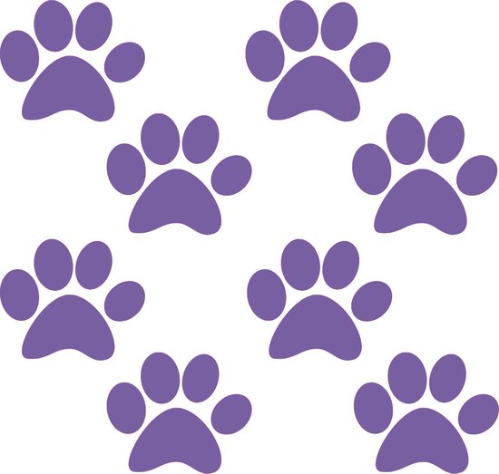 Hondenpootje / hondenpootjes - lavendel - autostickers - 8 stuks – 4 cm x 5 cm – hondenpoot - hondensticker