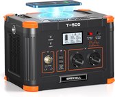 Grecell T-500 draagbare powerstation, Solar generator 500W met AC/DC/USB, Power Station, Solar voor camping, outdoor, reizen en noodgevallen