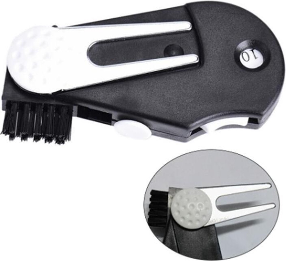 CHPN - Golf accessoire - Pitchfork - Slagenteller - Marker - Golfclub borstel - Golfset - Golfen - Golftas - Golf accessoires - 4-in-1 - Cadeau - Met clip