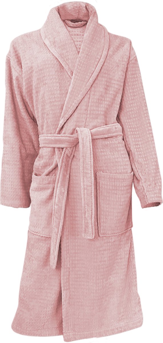 LINNICK Wafel Badjas - Badjas Velours Katoen - Light Pink - maat XXL - Badjas Dames - Badjas Heren