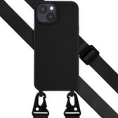Coque iPhone 15 Avec Cordon - Selencia Coque en Siliconen avec cordon amovible - Zwart