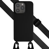 Coque iPhone 15 Pro Avec Cordon - Selencia Coque en Siliconen avec cordon amovible - Zwart
