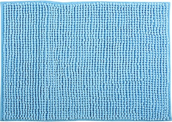 MSV badkamer droogloop mat - Genua - 50 x 80 cm - met bijpassende kleur zeeppompje - lichtblauw