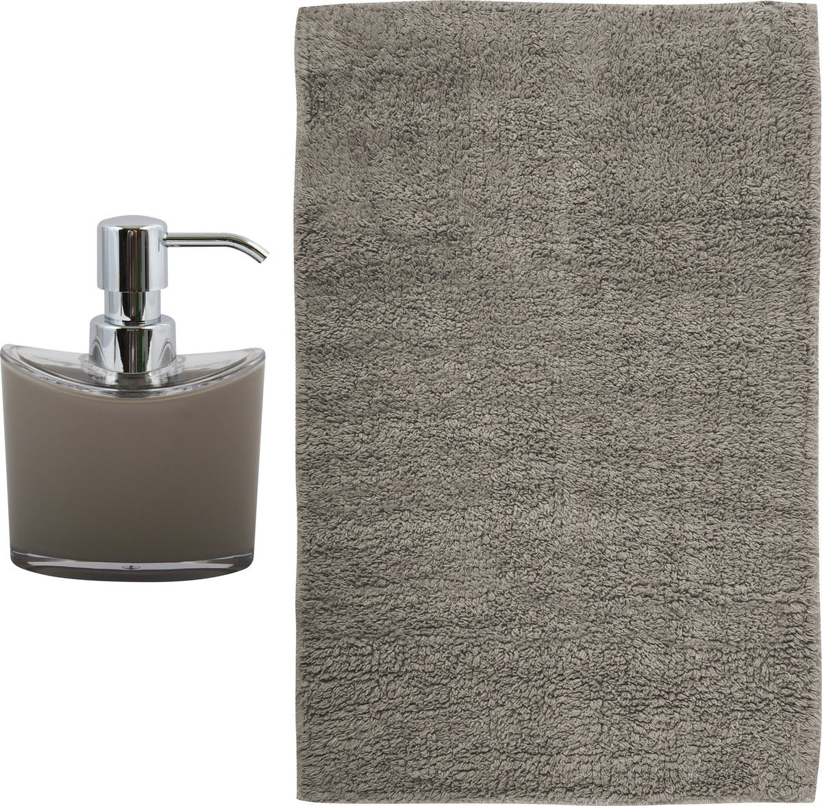 MSV badkamer droogloop mat/tapijt - Bologna - 45 x 70 cm - bijpassende kleur zeeppompje -