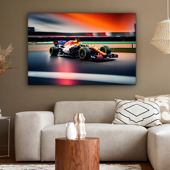 Tableau sur toile Voiture - Formule 1 - Circuit - Voiture de course - 140x90 cm - Décoration murale