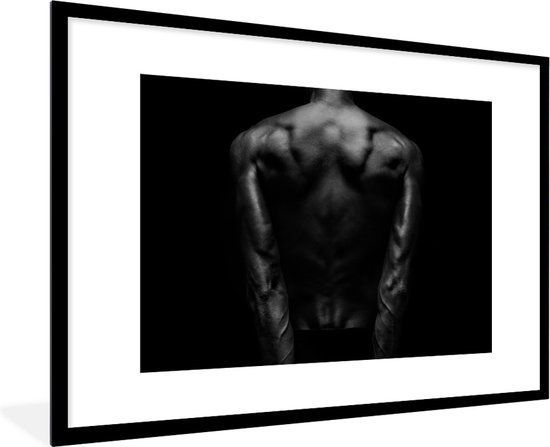 Homme - Zwart - Wit - Cadre - Cadre photo - 90x60 cm - Muscles