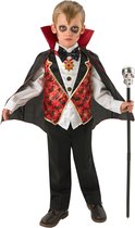 Rubies - Vampier & Dracula Kostuum - Dracula Kostuum Jongen - Rood, Zwart, Wit / Beige - Maat 128 - Halloween - Verkleedkleding