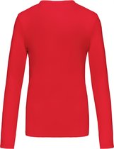 T-shirt Dames S Kariban V-hals Lange mouw Red 100% Katoen