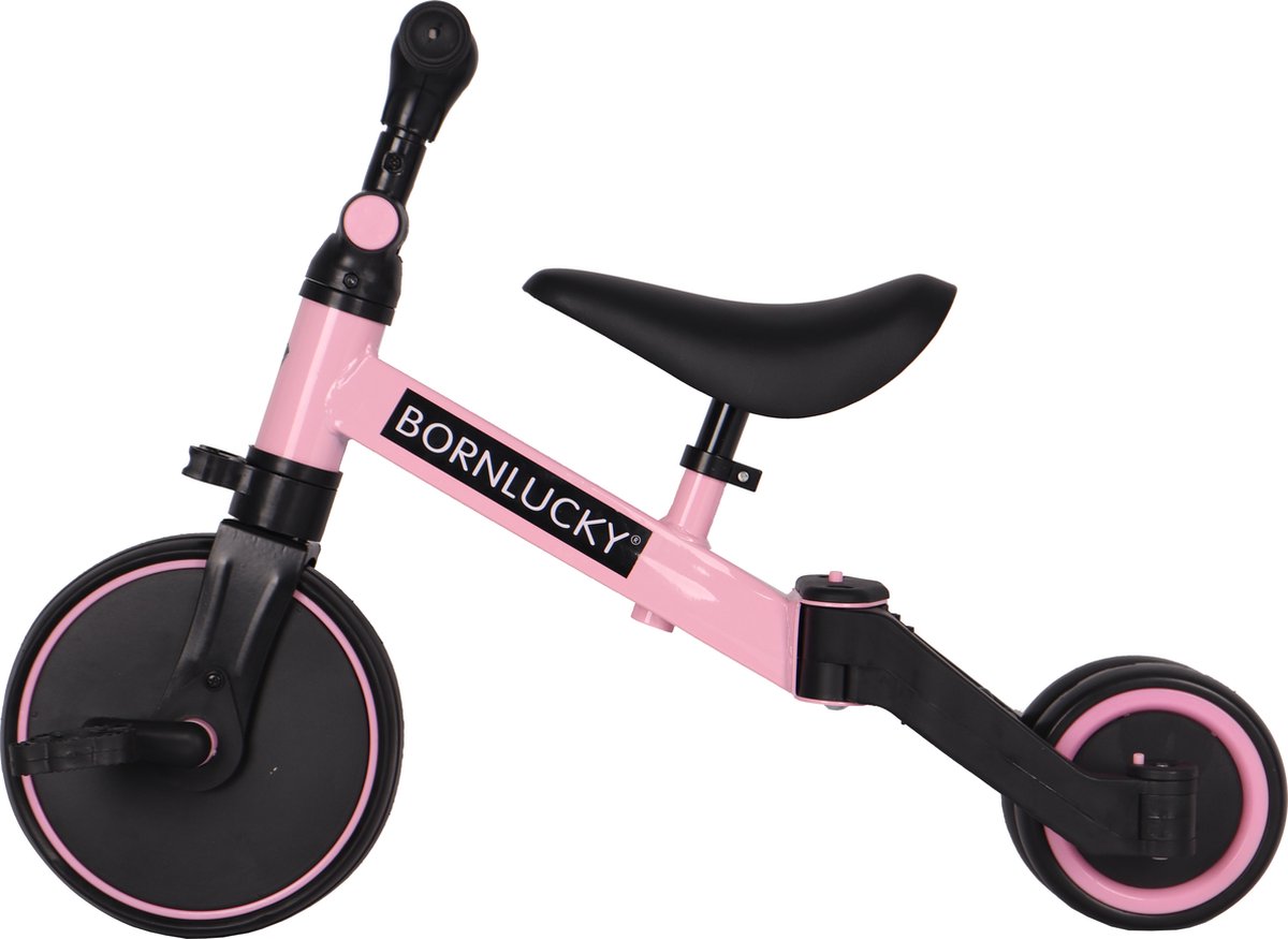 Born Lucky 4 in1 Driewieler / Loopfiets & Balance Bike - Roze — afbeelding 4