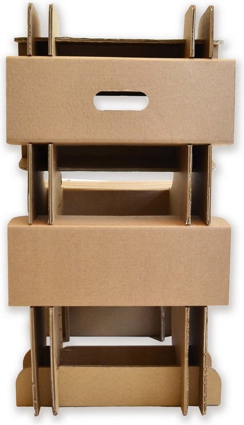 Kartonnen Blok Stoel - Kartonnen meubel - Kartonnen stoel - 55x40x80 cm - Duurzaam Karton - Hobbykarton - KarTent